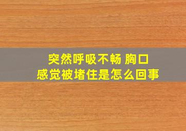 突然呼吸不畅 胸口感觉被堵住是怎么回事